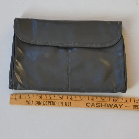 Vtg Grey Faux Leather Purse - Picture 10 of 12
